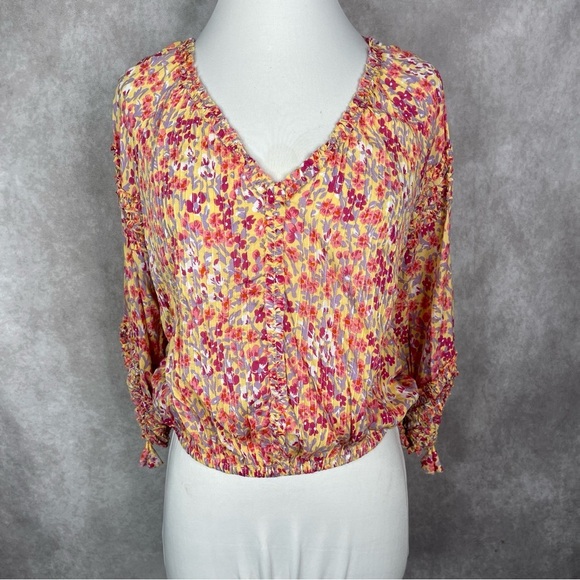 Poupette St Barth India Ruffle Blouse In Marigold One Size - Picture 2 of 7